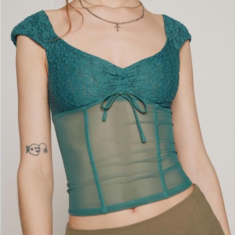 Green UO Dahlia Lace Top